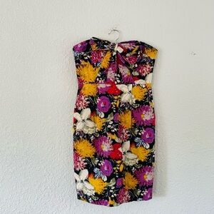 Anthropologie Muolinette Souers Strapless Tropical Floral Bow Front Mini Dress